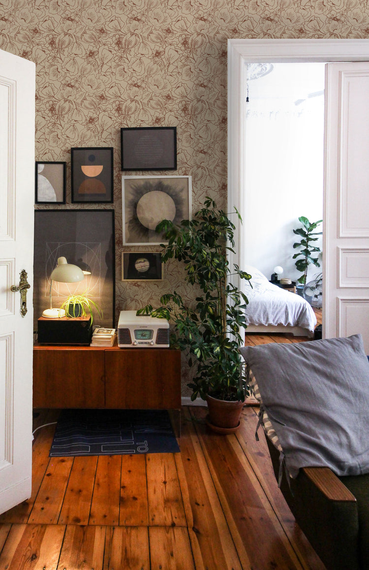 Blush Colored Floral Wallpaper