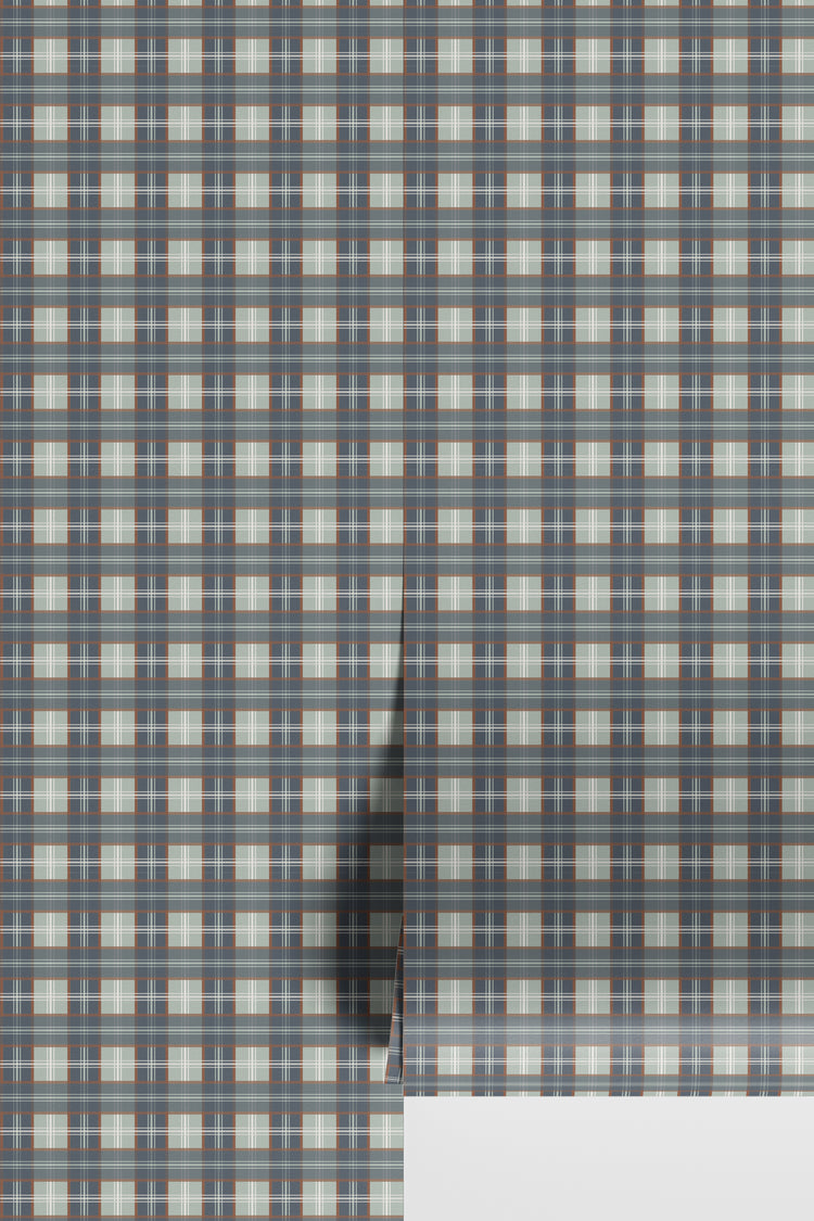 blue wallpaper, plaid wallpaper, blue plaid wallpaper, vintage plaid wallpaper byHopeatHome