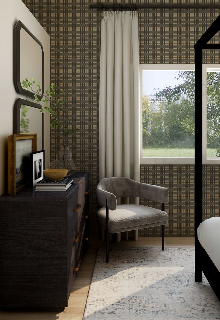 Painterly Gingham Plaid Wallpaper byHopeatHome