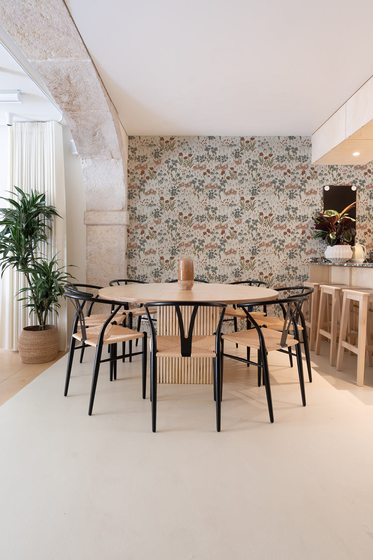 Playful Floral Wallpaper for Dining Room
