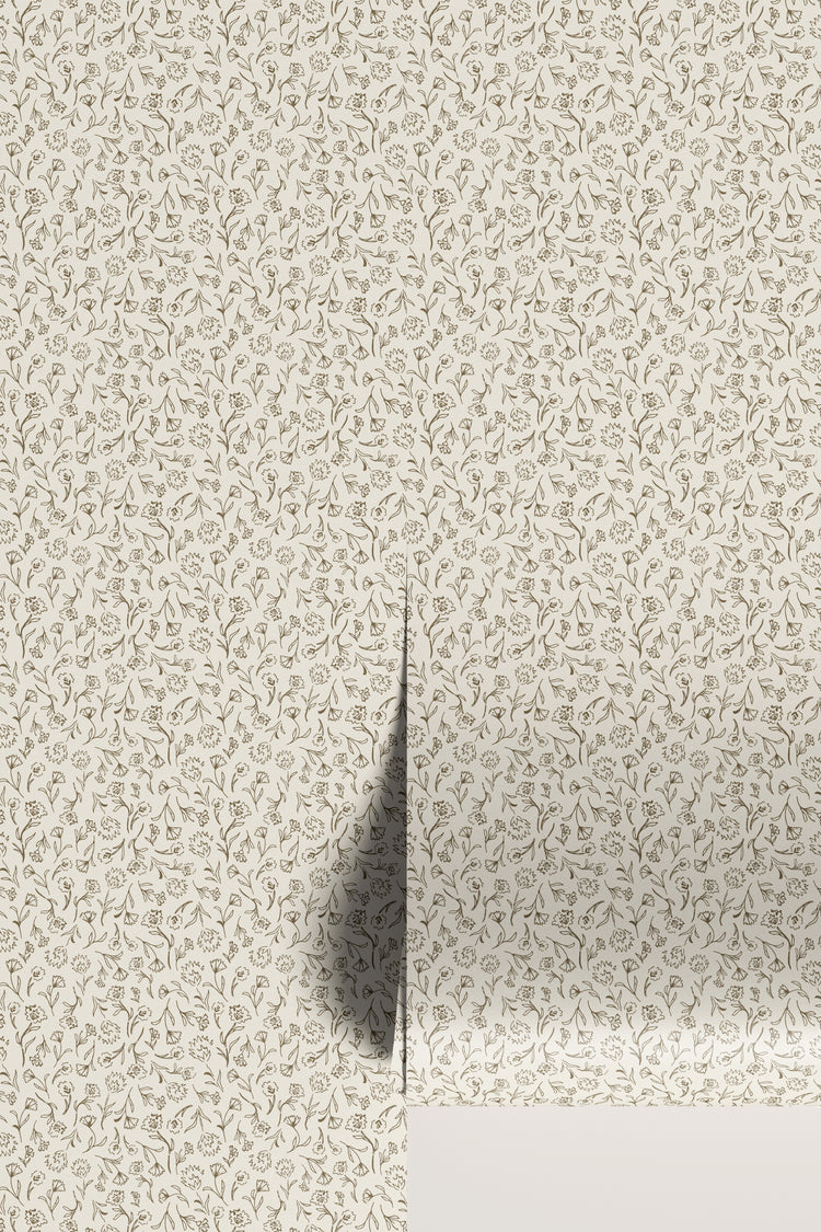 Sweeping Flora in Cream SAMPLE