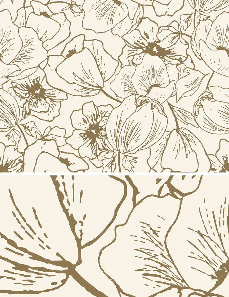 Beige Floral Wallpaper