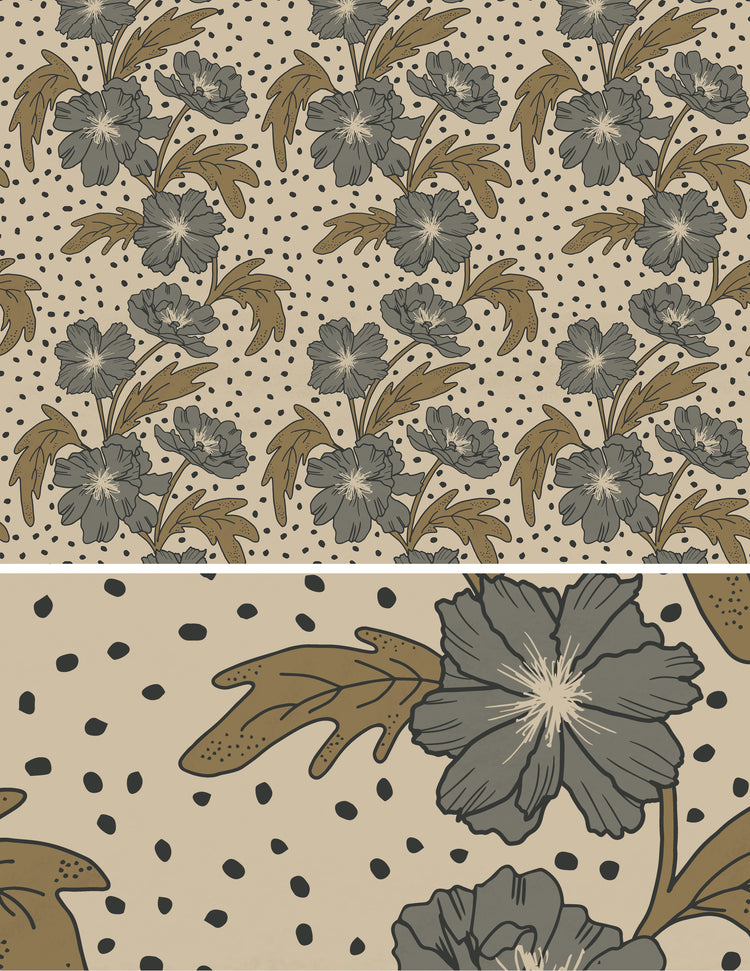 Beige Floral Wallpaper