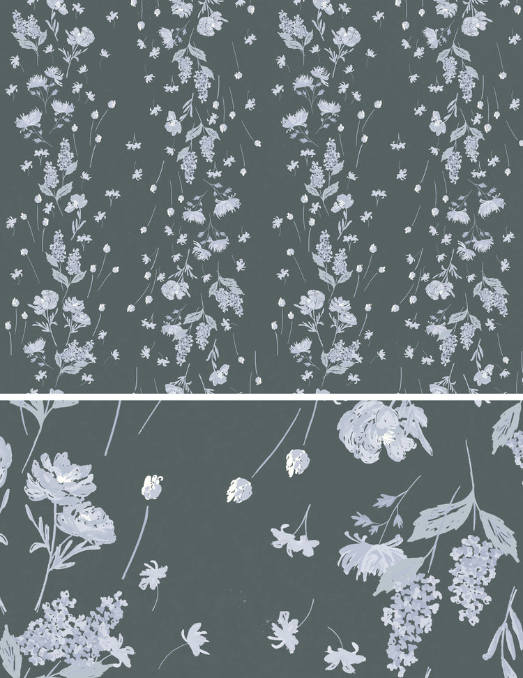 Green and Blue Floral Wallpaper