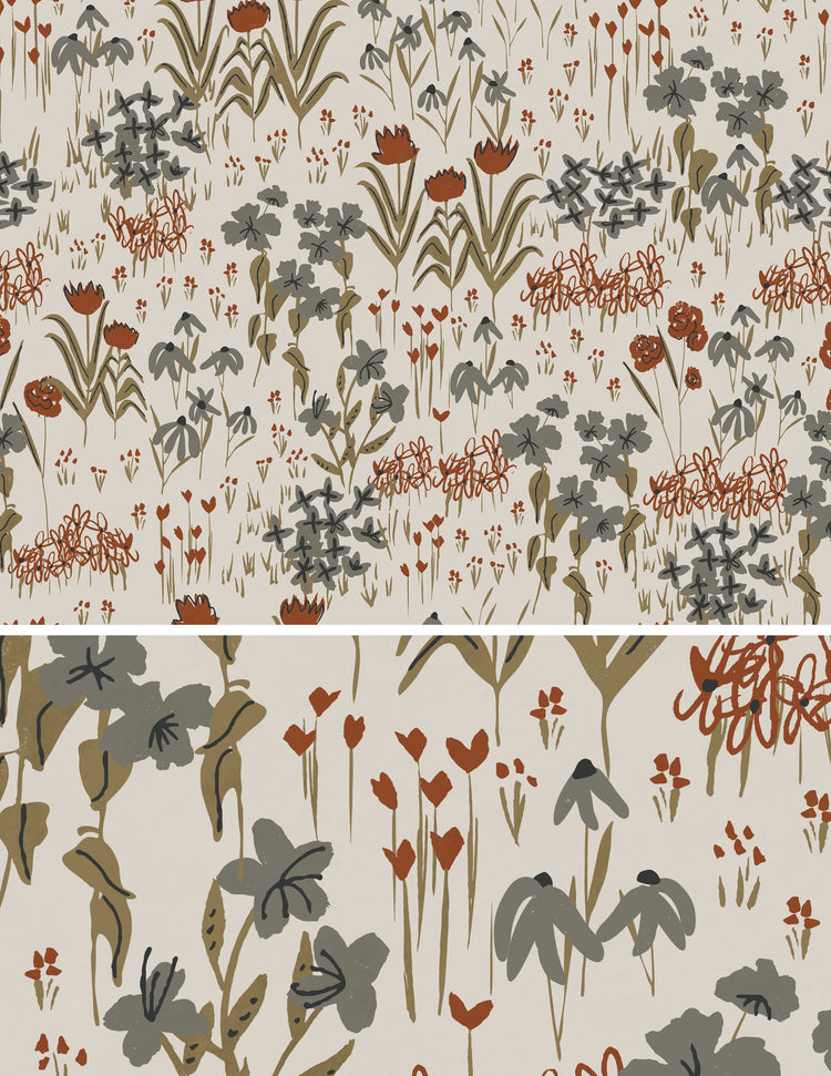 Beige Floral Wallpaper