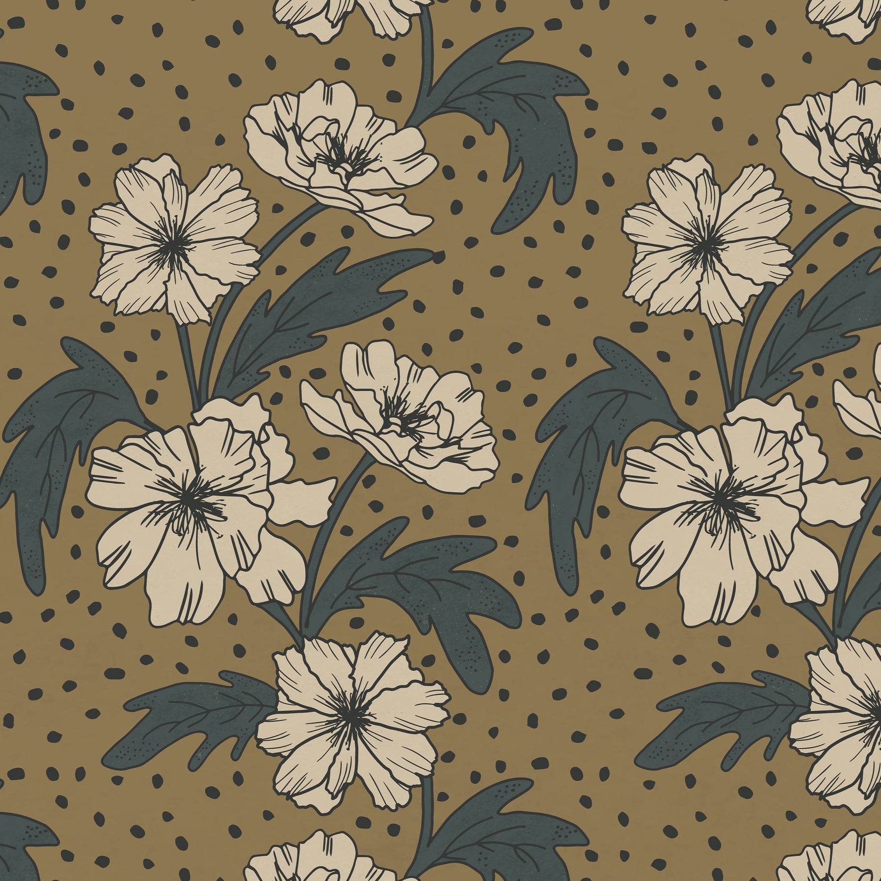 vintage inspired floral wallpaper