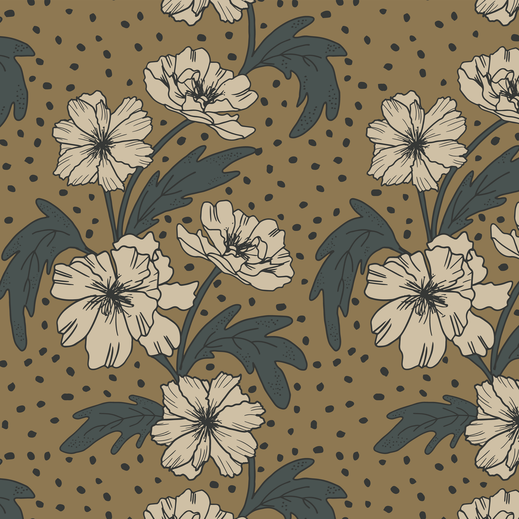 vintage inspired floral wallpaper