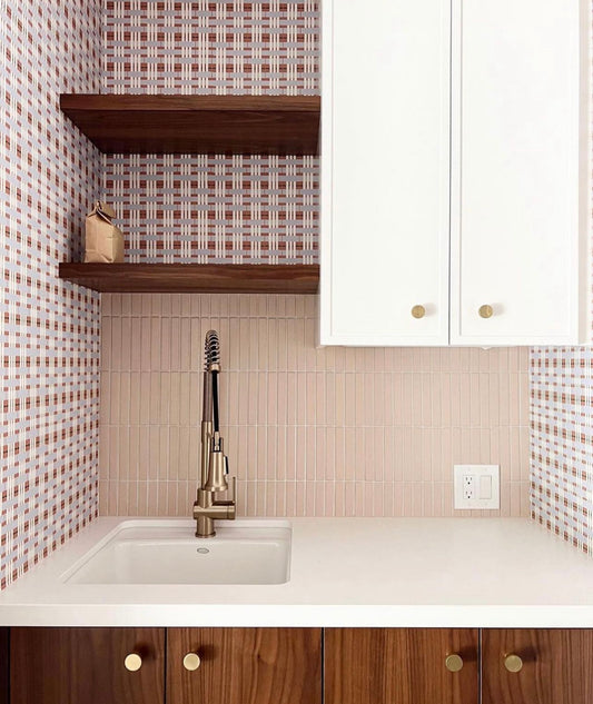 Painterly Gingham Plaid Wallpaper byHopeatHome