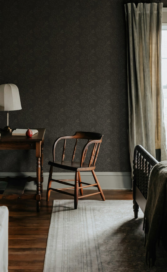 Subtle and Moody Floral Inspired Wallpaper for Bedroom