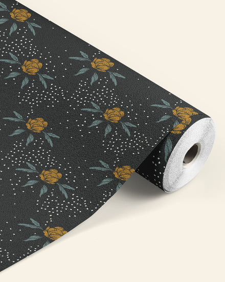 Moody Charcoal Floral Wallpaper for Walls