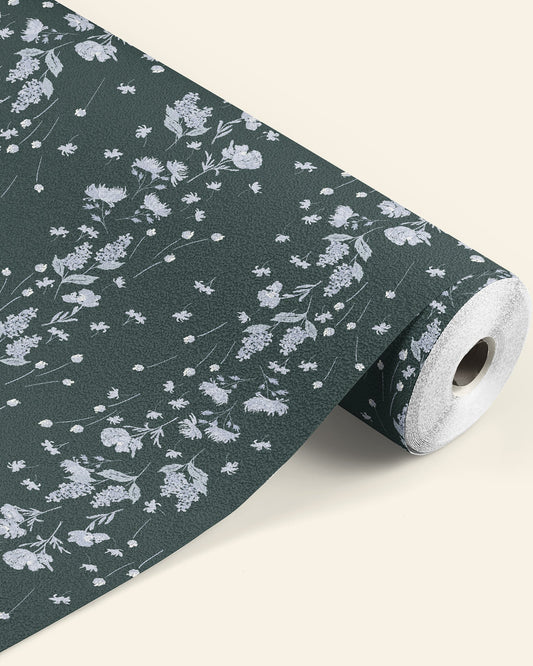 green and blue floral wallpaper