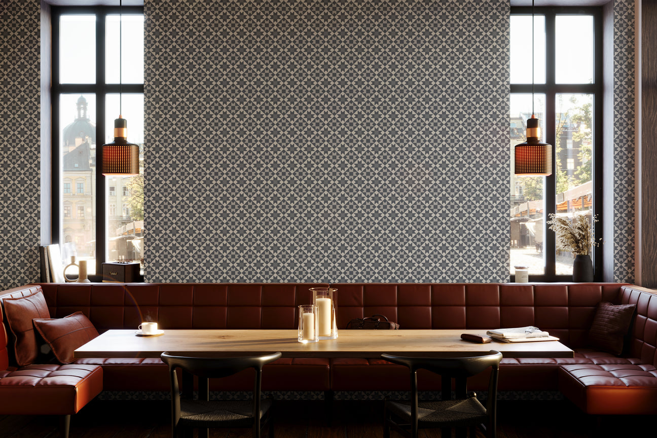 quilt block inspired wallpaper, star inspired wallpaper, vintage inspired wallpaper byHopeatHome