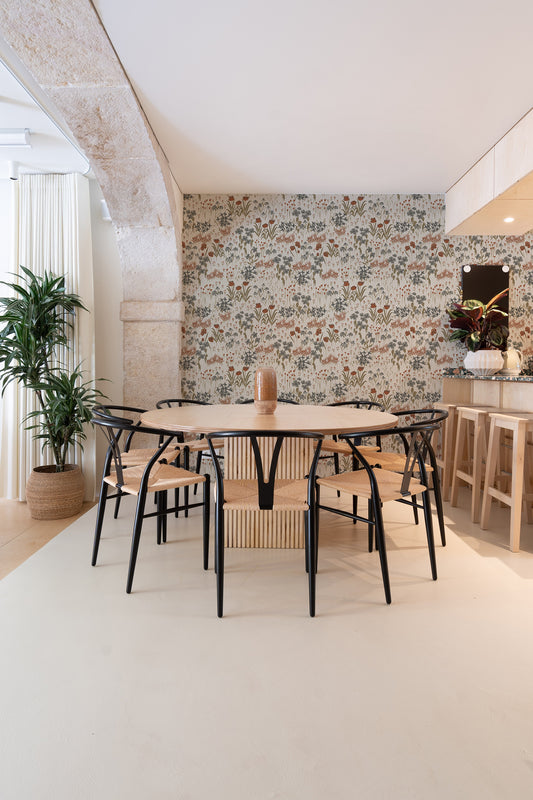 Playful Floral Wallpaper for Dining Room