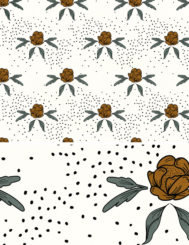 Beige and White Floral Wallpaper