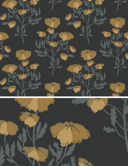 Moody Yellow Floral Wallpaper