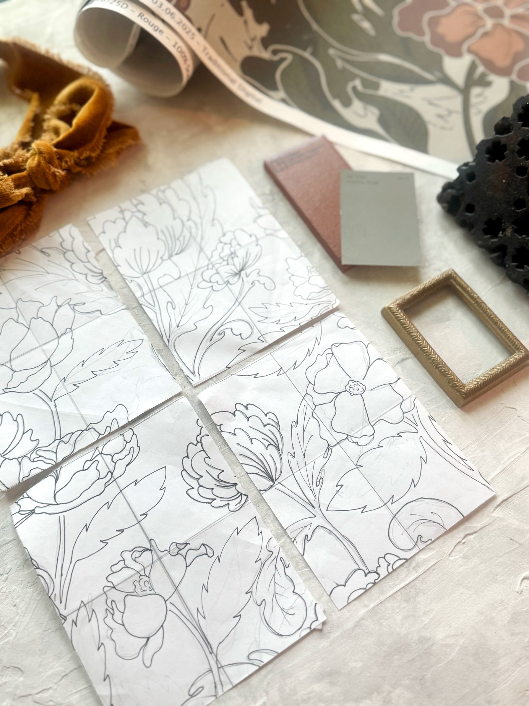 hand-drawn, artisan designed wallpaper